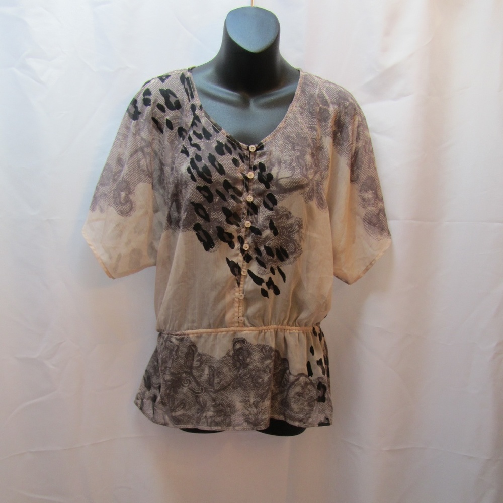 RXB Short Cold Shoulder Sleeve Printed Sheer